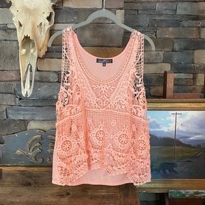 Almost Famous Pink Lace Tank Top